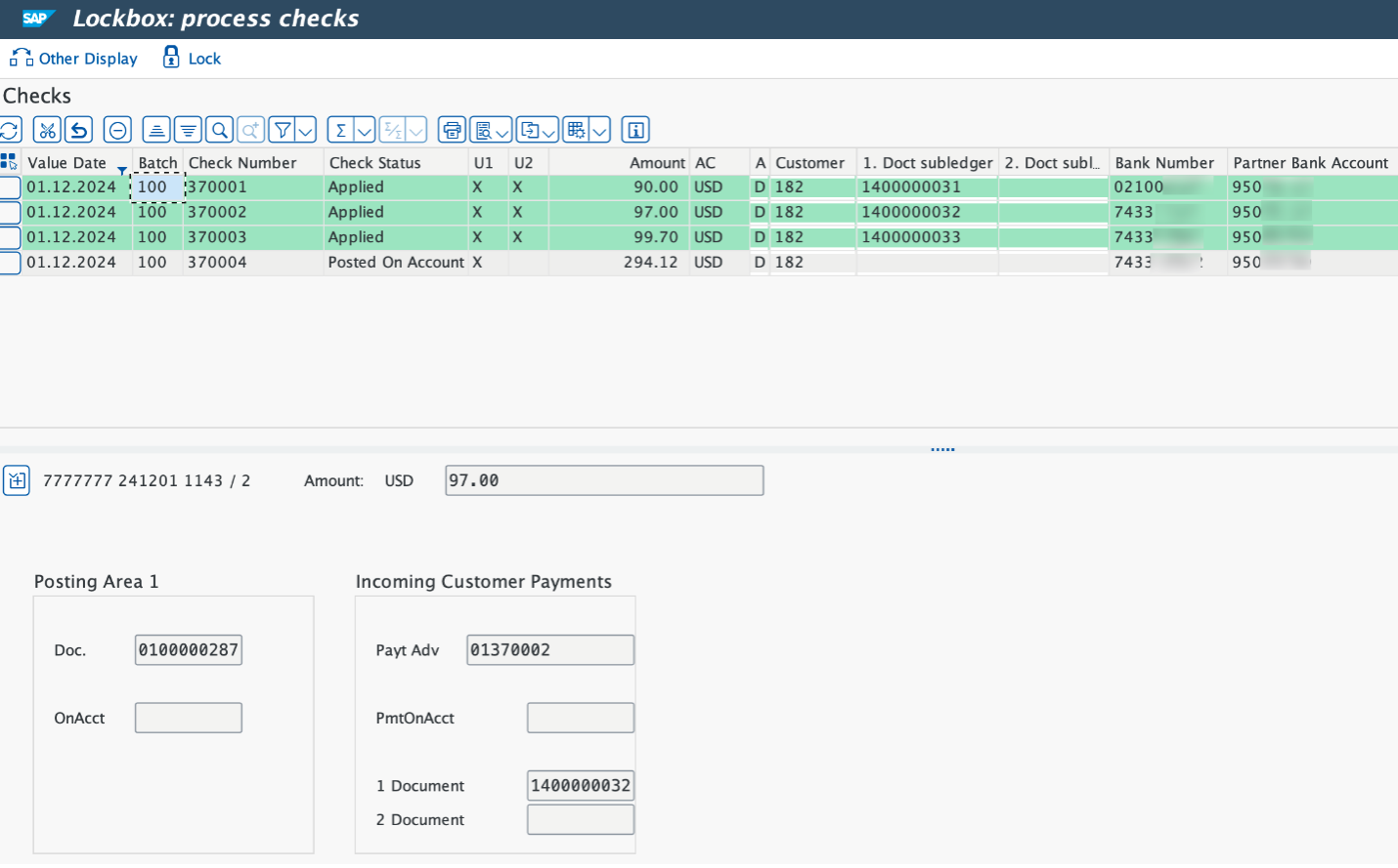Lockbox Example Screens